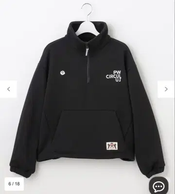 PW CIRCULUS 여성용 하프 지퍼 맨투맨 사이즈 2 블랙