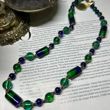 이탈리아제 베네치아 유리 목걸이 피콕