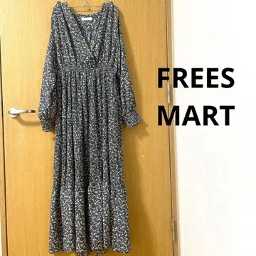 프리즈마트 미니 꽃무늬 롱 원피스 (블루 계열)