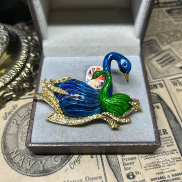 영국제 빈티지 브로치 백조 모자