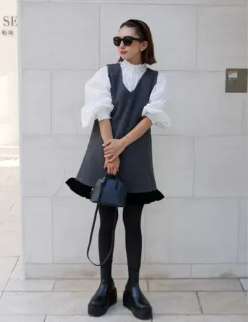 [ Bebeod ] Velvet hem design tunic