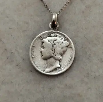 은화 머큐리 다임 미국 코인 목걸이 착용 OK