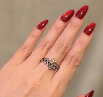 아쉬페프랑스 실버 컬러 스태킹 반지 크로스 모티브 13호