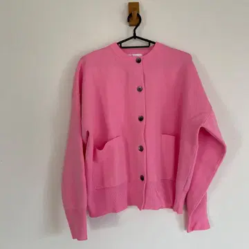 로리즈팜 yuw 밀라노 리브 크루넥 가디건 핑크