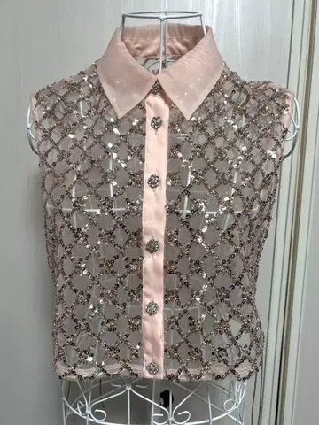 LILY BROWN 비즈 자수 슬리브리스 셔츠 프리 사이즈