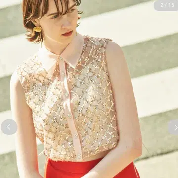 LILY BROWN 비즈 자수 슬리브리스 셔츠 프리 사이즈