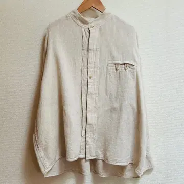 YAMAI/스노우피크/밴드 카라 셔츠/노카라/린넨 코튼
