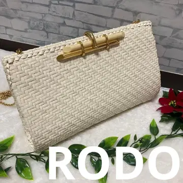 [ 새상품급 ] RODO 빈티지 화이트 위커 클러치백