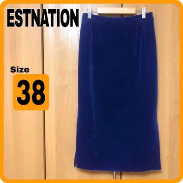 [ ESTNATION ] 타이트 스커트 롱 기장 벨로아 네이비 38