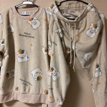 룸웨어 상하의 세트 브라운 계열 나츠메 우인장 냥코 선생님 트리플 냥코