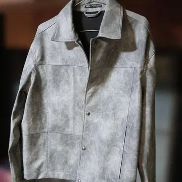 ZARA 그레이 합성 피혁 자켓 M