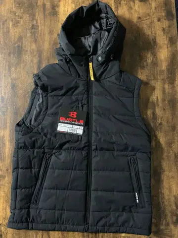 BURTLE 블랙 다운 베스트 후드 부착 XL