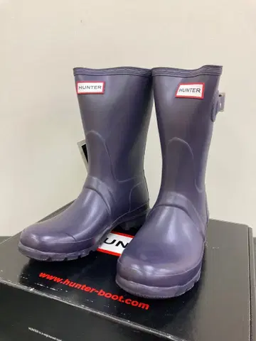 HUNTER 레인부츠 퍼플 장화 UK4 가지색 보라색 미사용 박스 포함