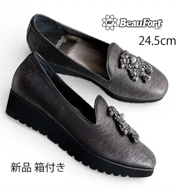 새상품 박스 포함 뷰포트 천연 가죽 베어&펄 웨지솔 펌프스 24.5