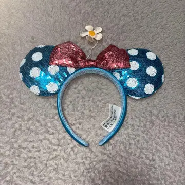 상하이 디즈니 머리띠 미니 스카이블루 도트
