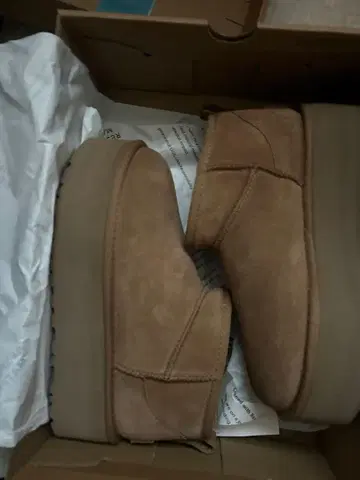 베이지 스웨이드 통굽 어그 부츠