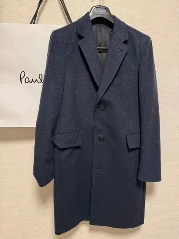 미사용급 폴스미스 현행 택 캐시미어 체스터 코트 L 네이비