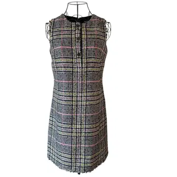 새상품 kate spade new york 에나멜 버튼 트위드 드레스