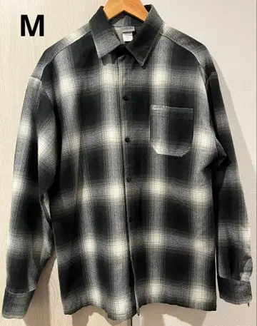 caltop 칼탑 플란넬 셔츠 화이트 블랙 M 사이즈
