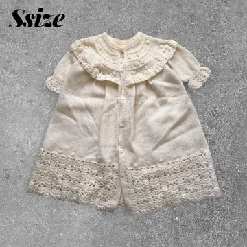 레이스 옷깃 프릴 니트 원피스 아이보리 반팔 빈티지 걸리시