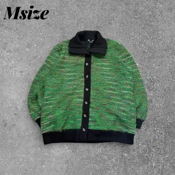 90s 레트로 가디건 그린 블랙 리브 짧은 기장 y2k 네프 니트