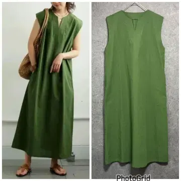 antiqua 린넨 원피스 그린 프리 사이즈