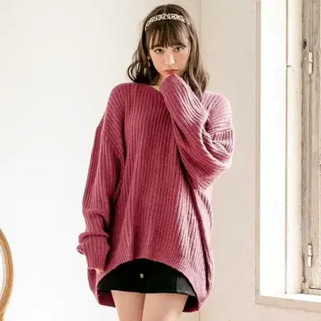 유메텐보 큼직한 오버 사이즈 실루엣이 귀여운 니트탑