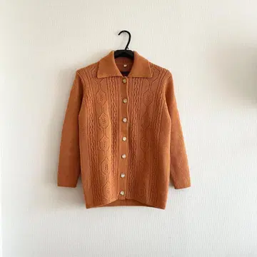 구제 니트 오렌지색 긴팔 가디건