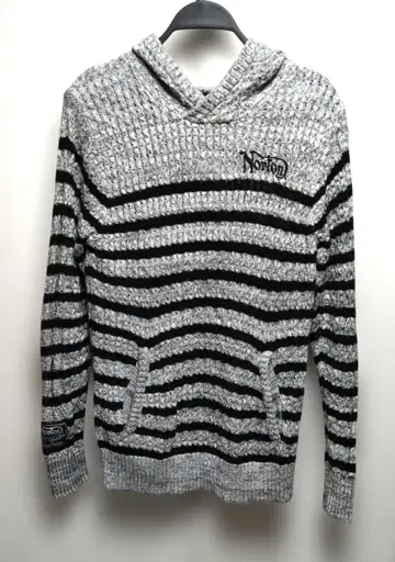 Norton 노튼 보더 니트 후드티 M 그레이 x 블랙 남성용
