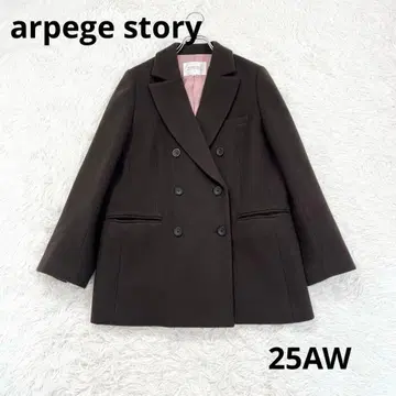 새상품급 아르페쥬 스토리 W 버튼 자켓 더블 브레스트 울 캐시미어 브라운
