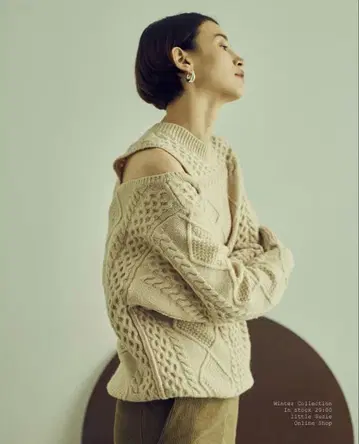 [ LITTLE UZIE ] 컷 아웃 숄더 케이블 니트