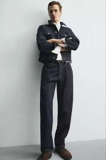 [ 완판템 ] ZARA 크롭 핏 데님 자켓 셋업