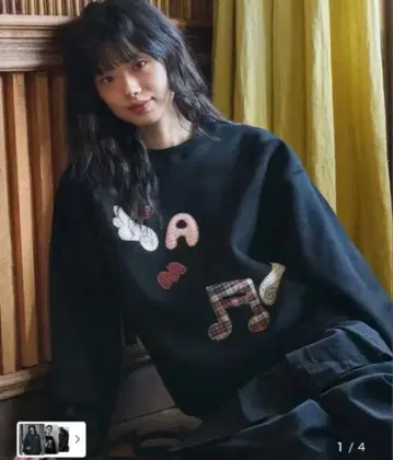 AMBLER 아플리케 자수 맨투맨 블랙