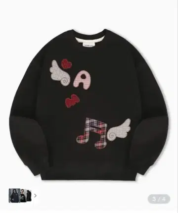 미개봉 새상품 무신사 AMBLER 앱 자수 맨투맨 블랙 속기모