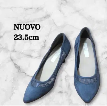 NUOVO 블루 스웨이드 레이스 부착 펌프스 23.5cm