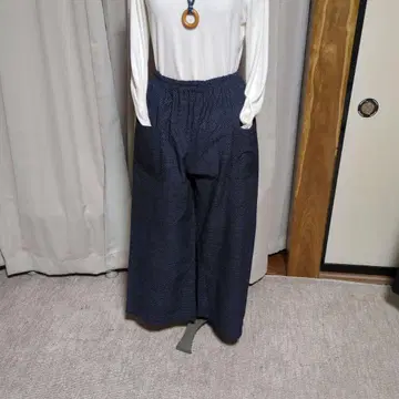 거북이 등 무늬 서생 바지 와이드 팬츠