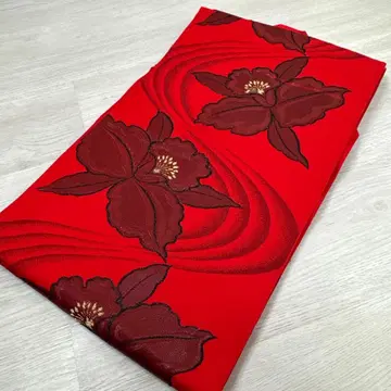 [ 전체 길이 344.5cm ] 빨간색 꽃무늬 나고야 오비