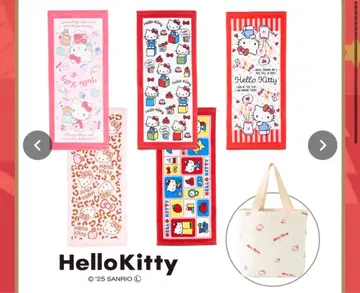 시마무라 헬로키티 해피백 페이스타월 5장 세트 토트백 포함 1