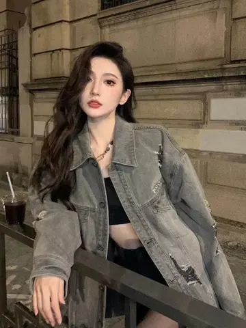 루즈핏 레트로 데님 자켓 가디건 상의