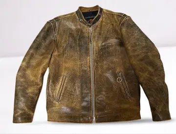 R.B.C 천연 가죽 싱글 라이더 브라운 XXL 빈티지 가공 새상품급