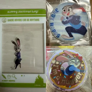 주토피아 2 주디 팝 캔뱃지 클리어 카드 금 도금 복슬복슬