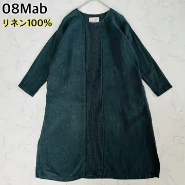 08맵 린넨 100% 롱 원피스 핀턱 풀오버 F