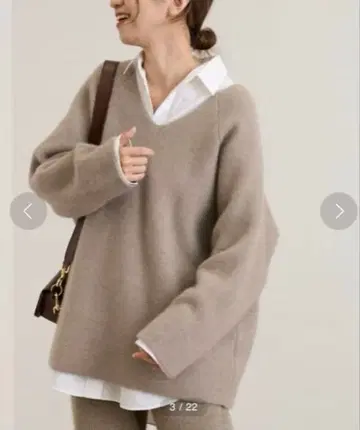 FRAMeWORK 퍼얀 접결 V넥 풀오버