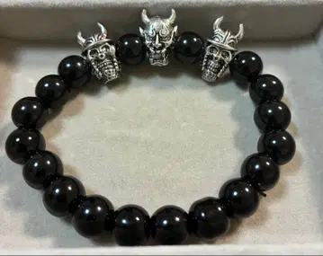 오닉스 스컬 헤드 925 실버 팔찌
