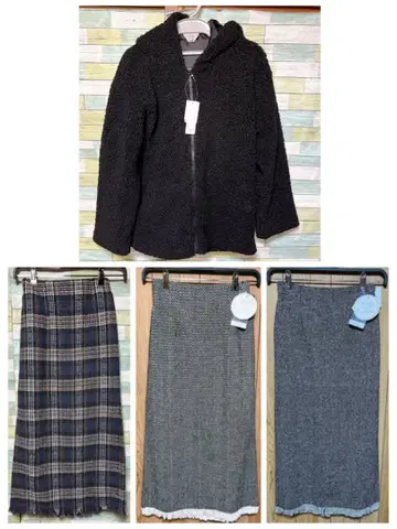 보아 ZIP 자켓 & 두꺼운 원단 내로우 스커트 세트