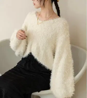 hinari 튤 리본 페더 니트