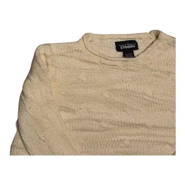 1576 STUDIO 아이보리 케이블 짜임 스웨터 여성용 구제 의류 겨울