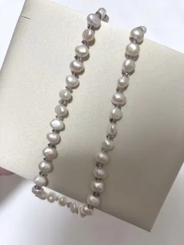 담수 진주 자수정 목걸이