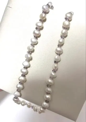 담수 진주 자수정 목걸이