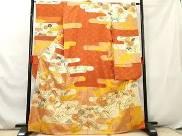 기모노 럭셔리 후리소데 부품 자수 에가스미 초화문 금채 순수 실크 일품